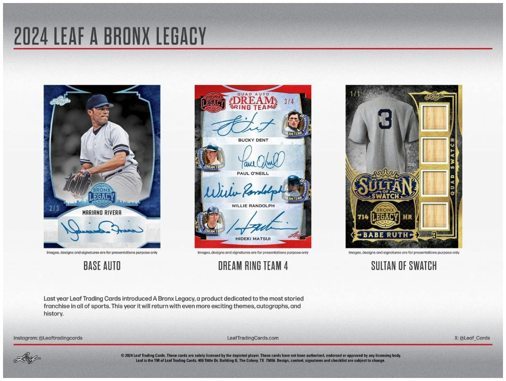 2024 LEAF A Bronx Legacy NYC Series 2 Baseball Hobby Box (SEALED)