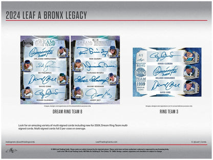 2024 LEAF A Bronx Legacy NYC Series 2 Baseball Hobby Box (SEALED)