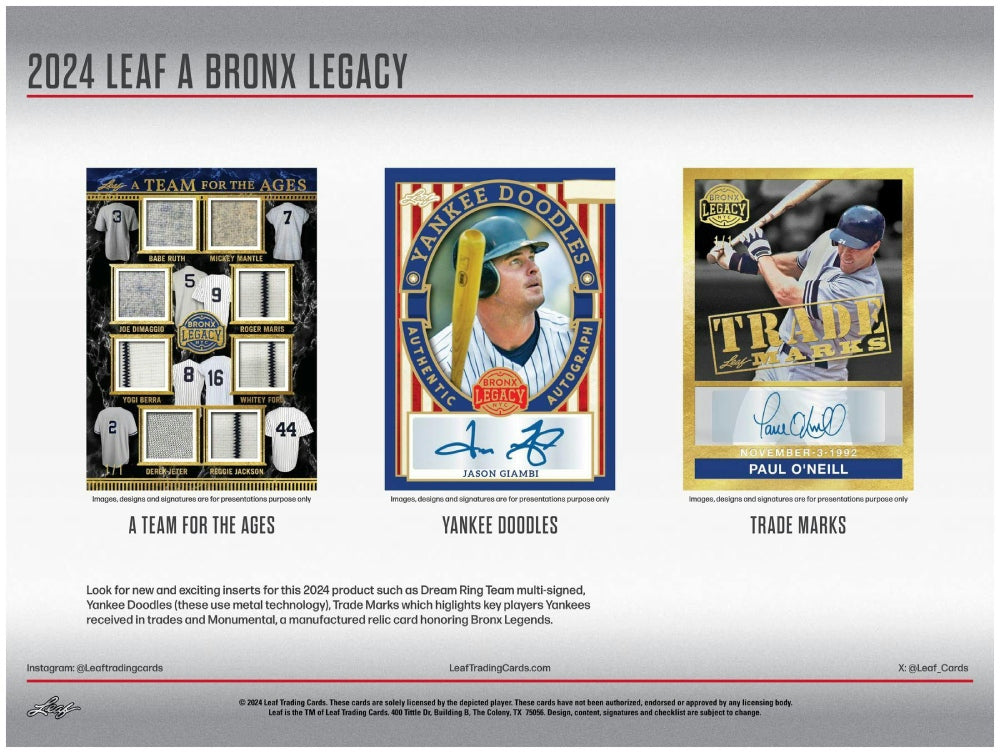 2024 LEAF A Bronx Legacy NYC Series 2 Baseball Hobby Box (SEALED)