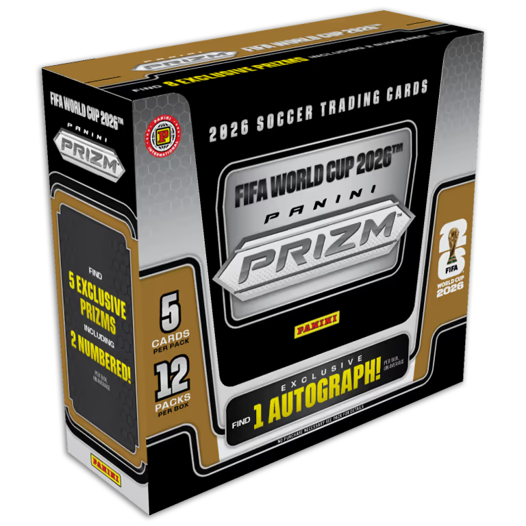 2026 Panini Prizm World Cup SC Hobby International Box – versiegelte Trading Card Box mit Prizm Parallels, Autographen und FIFA World Cup 2026 Sammelkarten von Panini.