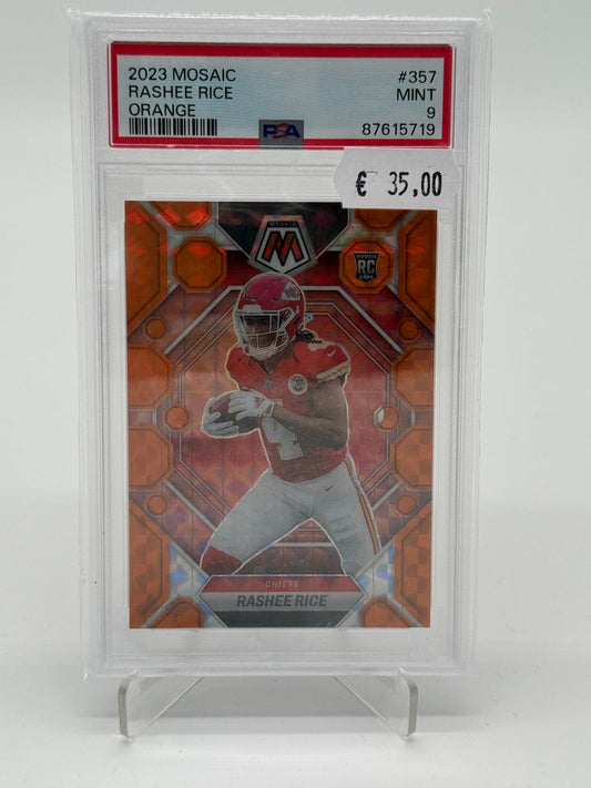 2023 Panini Mosaic Rashee Rice Orange PSA 9