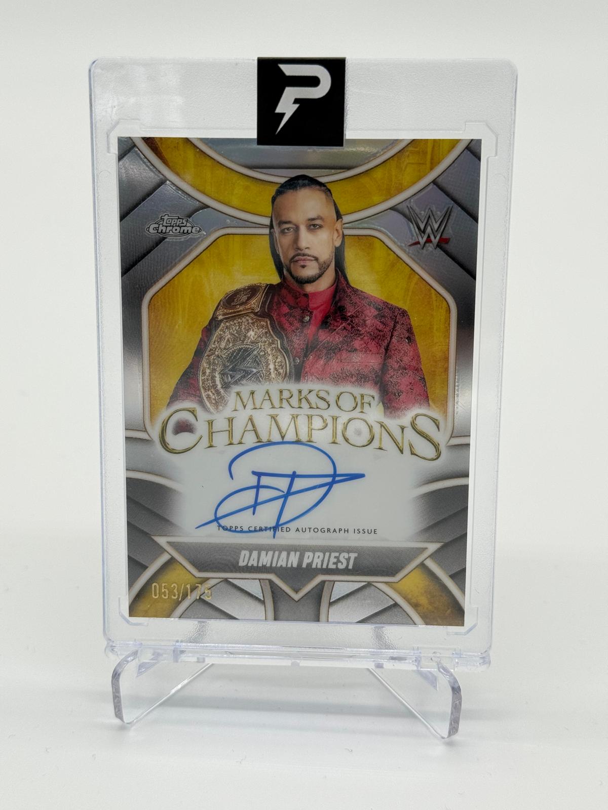 2025 Topps Chrome WWE Damian Priest On Card Auto Marks of Champions 053/175