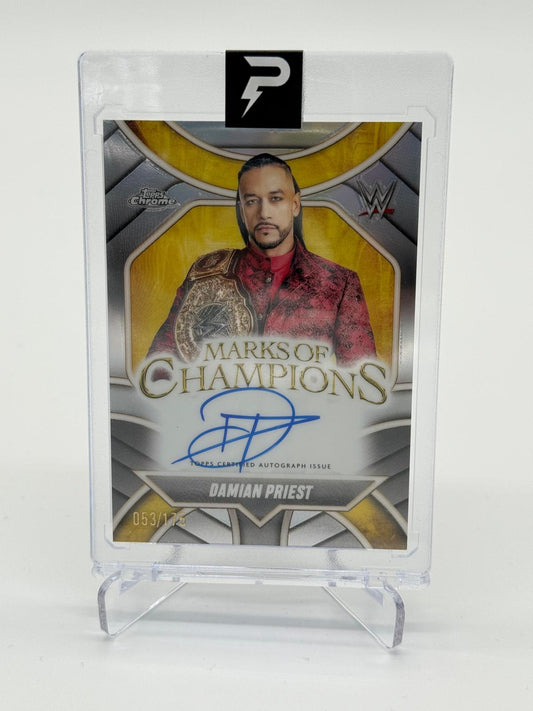 2025 Topps Chrome WWE Damian Priest On Card Auto Marks of Champions 053/175