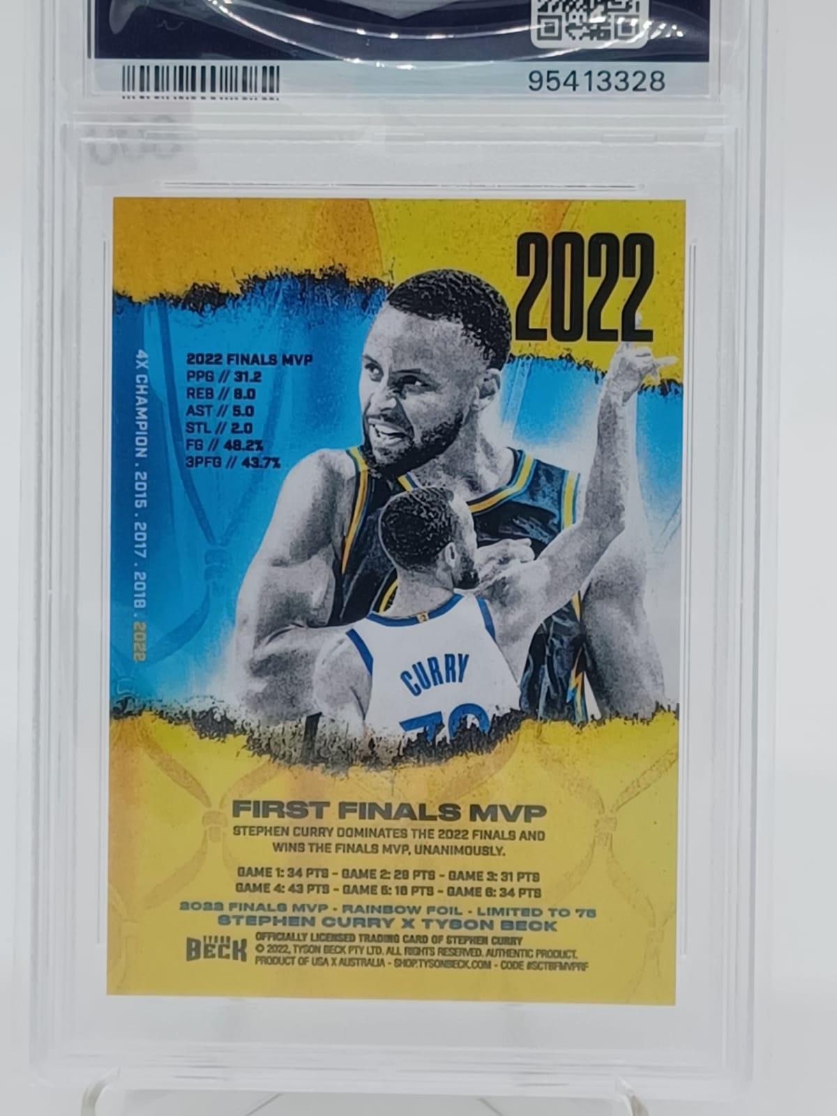 2022 Curry x Beck Stephen Curry 2022 Finals MVP-Rainbow Foil /75 PSA 10