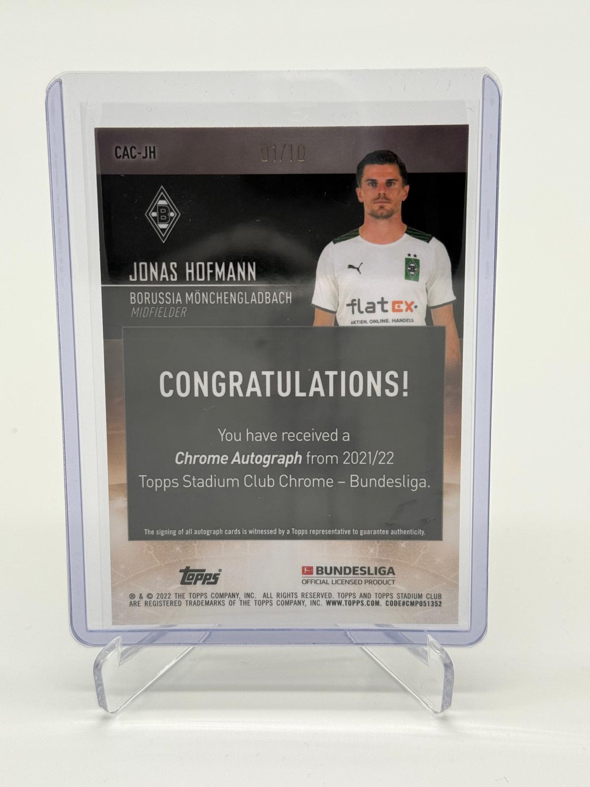 2022 Topps Stadium Club Chrome BL Jonas Hofmann Auto /10