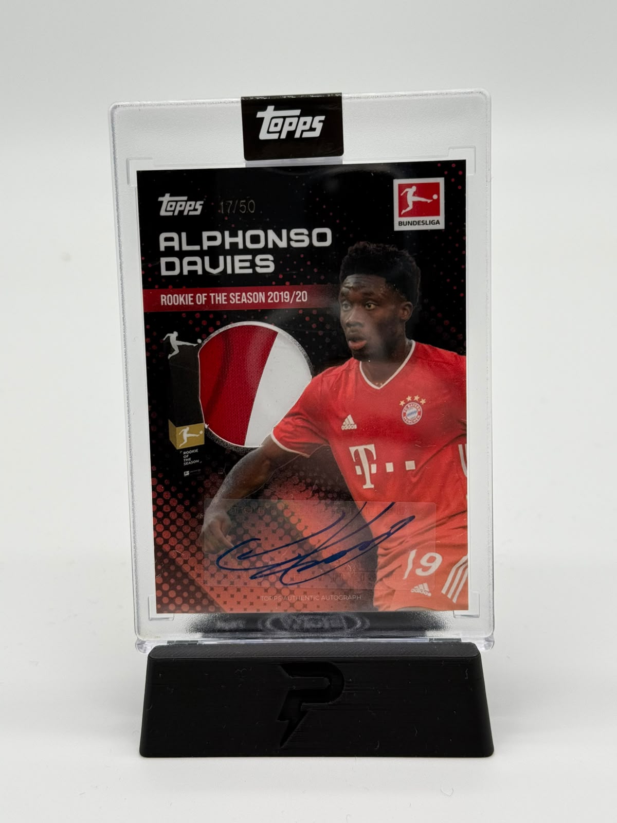 2020 Topps Bundeliga Rots Alphonso Davies Patch/Auto 17/50