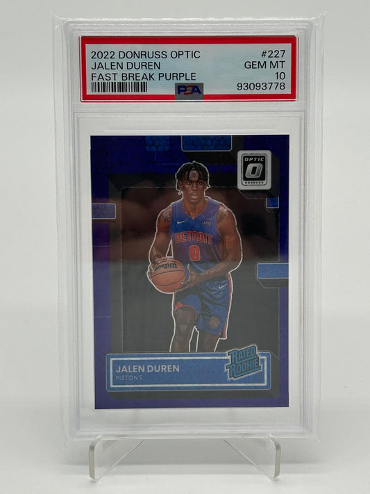 2022 Panini Donruss Optic Jalen Duren Fast Break Purple /99 PSA 10