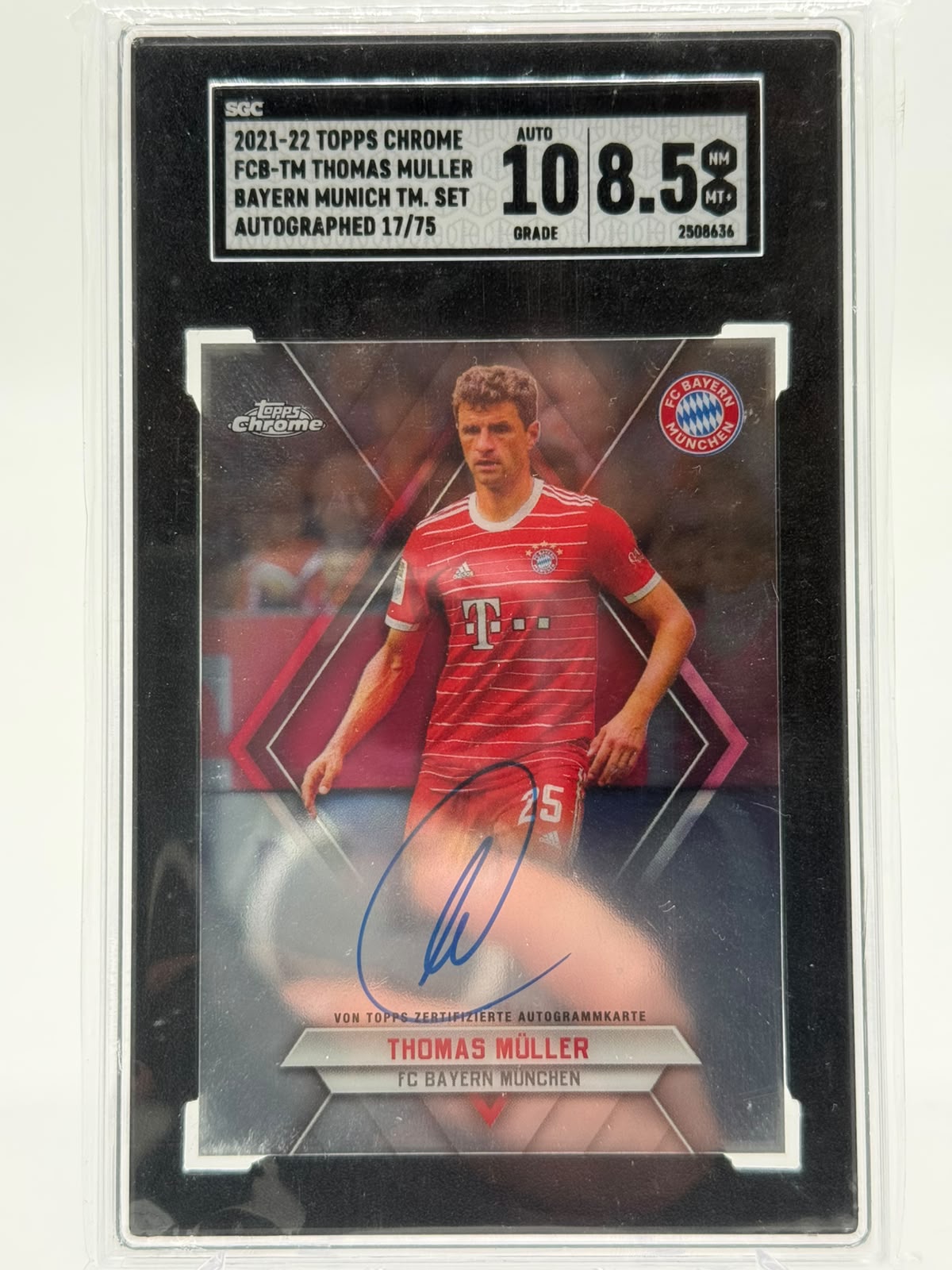 2021/22 Topps Chrome Bundesliga Thomas Müller Auto 17/75 SGC10/8.5