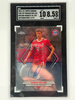 2021/22 Topps Chrome Bundesliga Thomas Müller Auto 17/75 SGC10/8.5