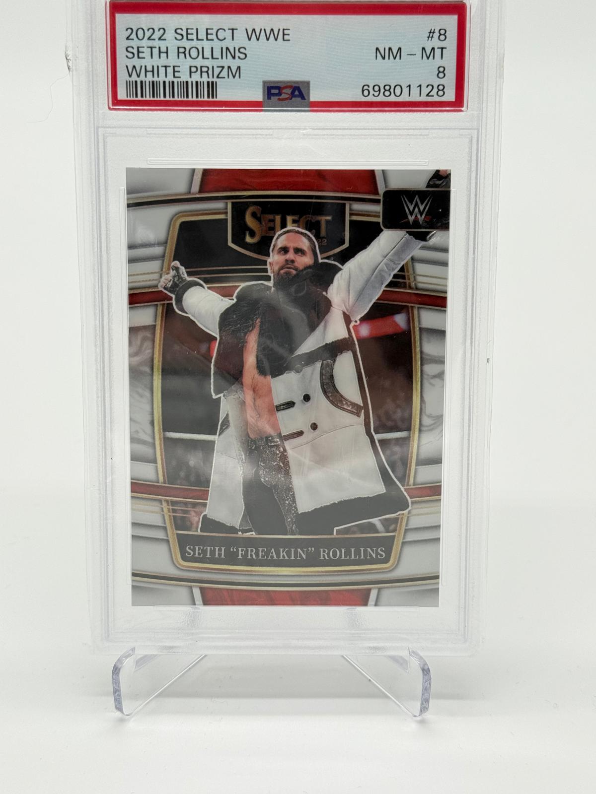 2022 Panini Select WWE Seth Rollins White Prizm 03/99 PSA 8