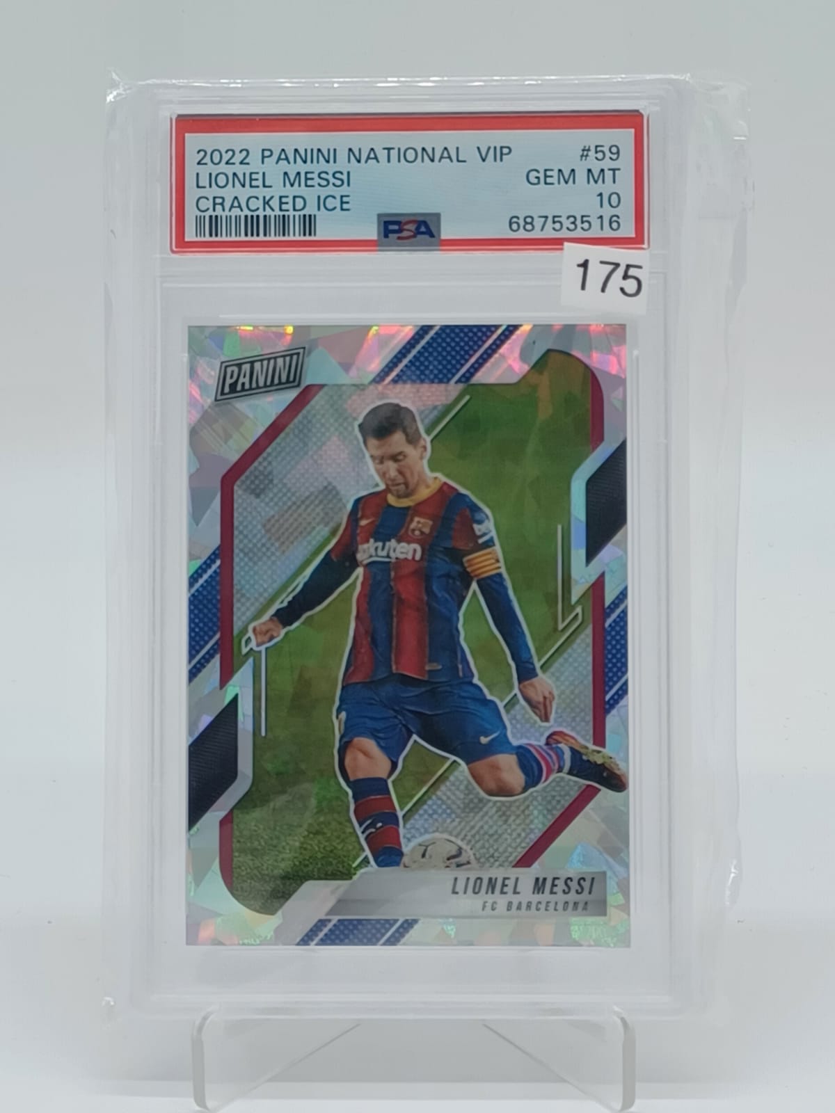 2022 Panini national VIP Lionel Messi Cracked ICE PSA 10