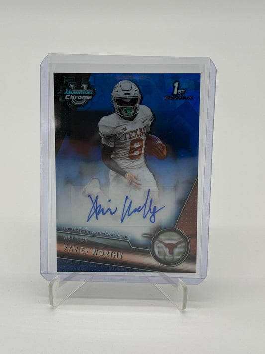 2023 Bowman University Sapphire RC Xavier Worthy 1st Bowman Auto