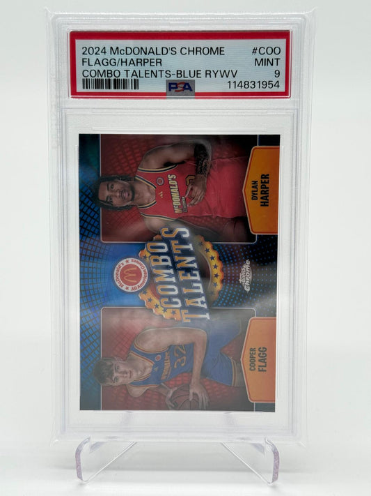 2024 Topps Mc Donalds Chrome Flagg/Harper Combo Talents Blue Raywave PSA 9