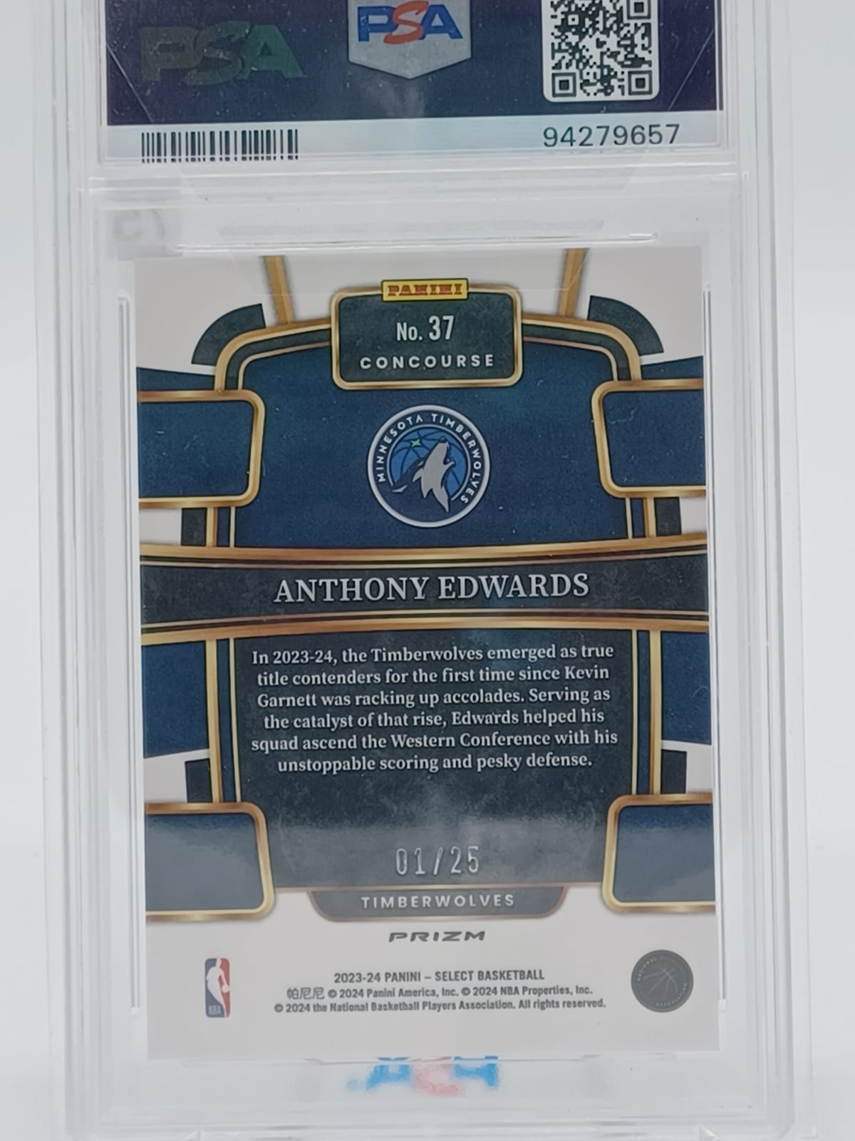 2023 Panini Select Anthony Edwards /25 PSA10