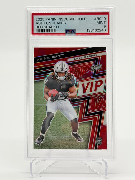 2025 Panini NSCC VIP Gold Ashton Jeanty Red Sparkle 47/99 PSA 9