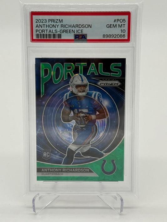 2023 Panini Prizm Anthony Richardson Portals-Green Ice RC PSA 10