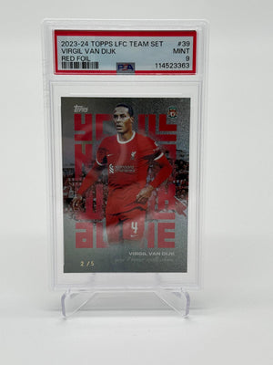 2023-24 Topps Liverpool FC Team Set Virgil Van Dijk Red Foil 2/5 PSA 9