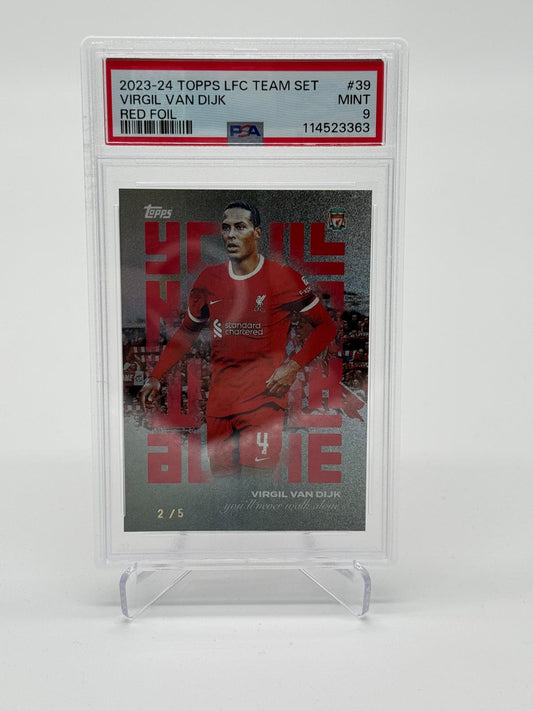 2023-24 Topps Liverpool FC Team Set Virgil Van Dijk Red Foil 2/5 PSA 9