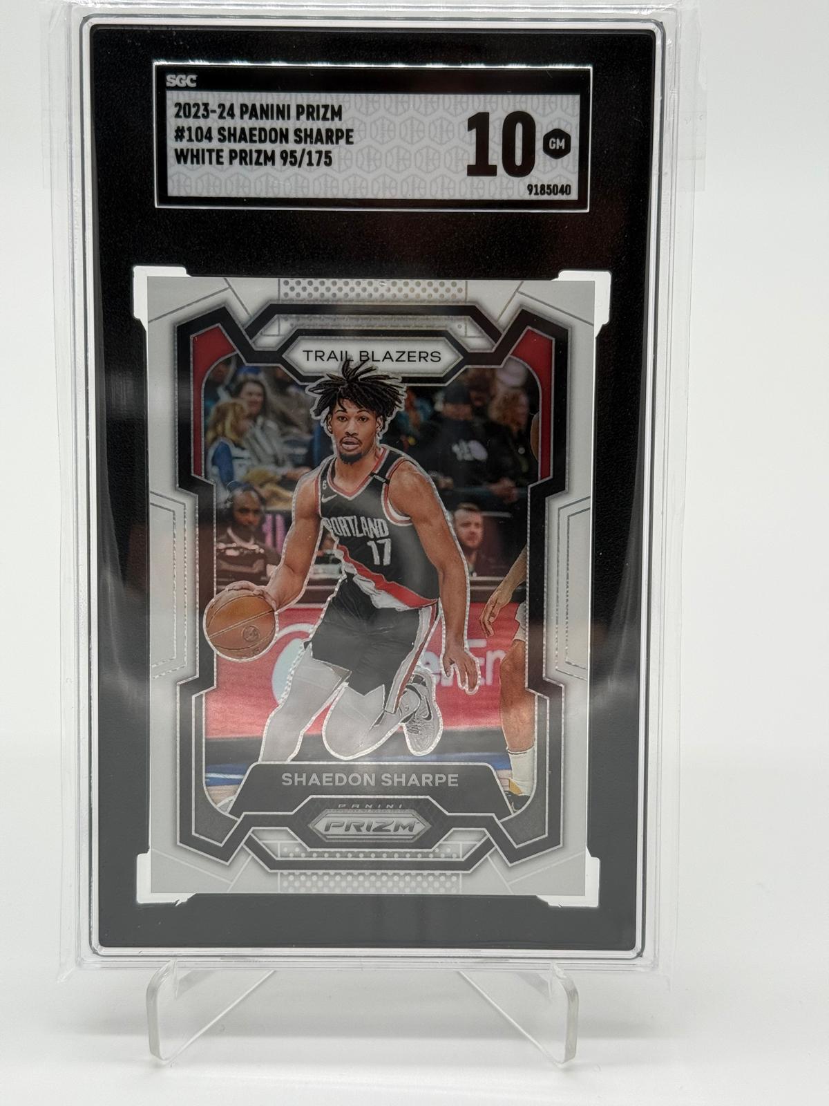 2023-24 Panini Prizm Shaedon Sharpe White Prizm /175 SGC 10