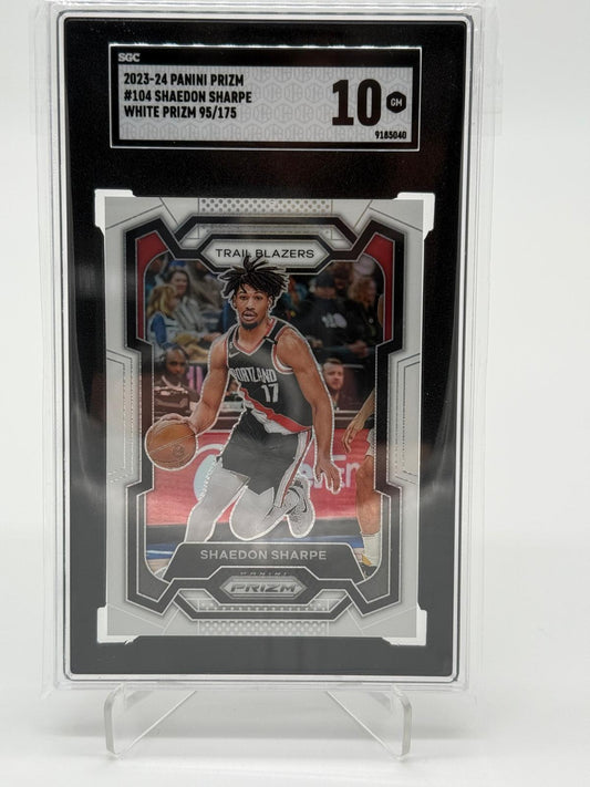 2023-24 Panini Prizm Shaedon Sharpe White Prizm /175 SGC 10