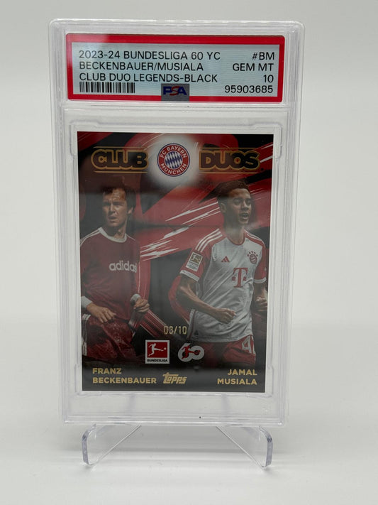 2023-24 Topps 60 Jahre BL Beckenbauer/Musiala Club Duo /10 PSA 10