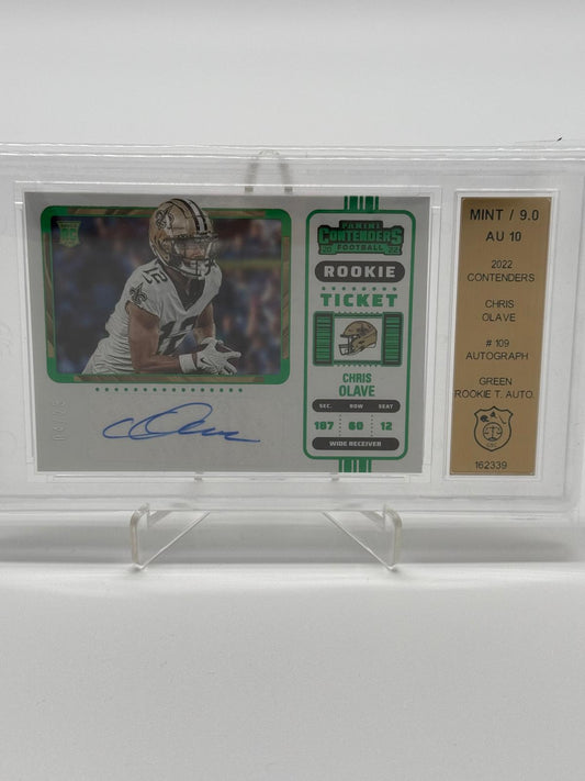 2022 Contenders Rookie Ticket Chris Olave Auto 04/23 GSG 9.0 Auto 10