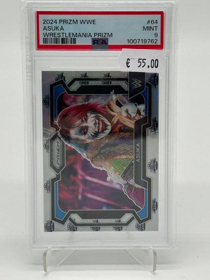 2024 Panini Prizm WWE Asuka Wrestlemania Prizm /40 PSA 9