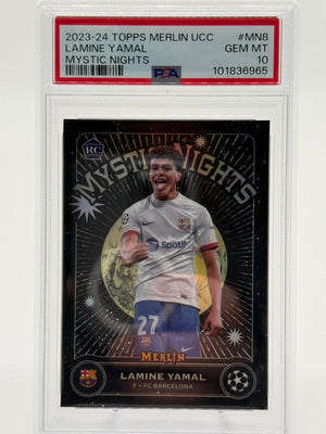 2023-24 Topps Merlin UCC Lamine Yamal Mystic Nights RC PSA 10