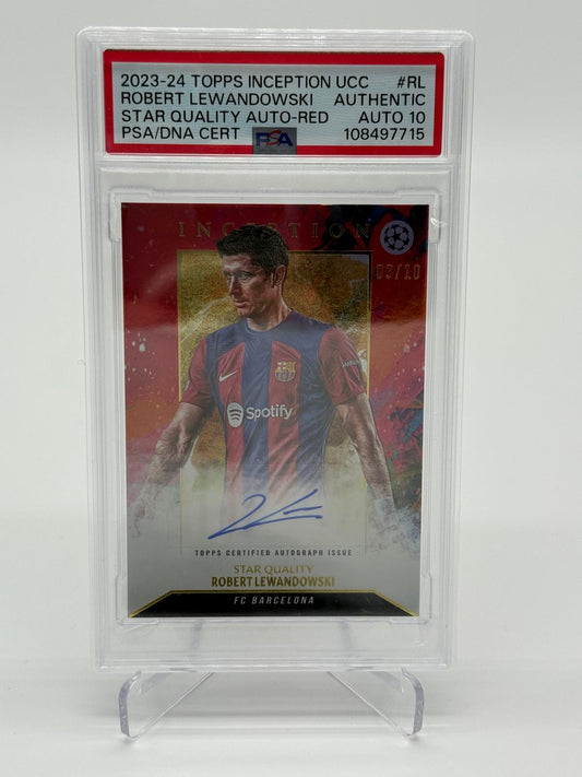 2023-24 Topps Inception UCC Robert Lewandowski Auto /10 PSA AUT Auto 10