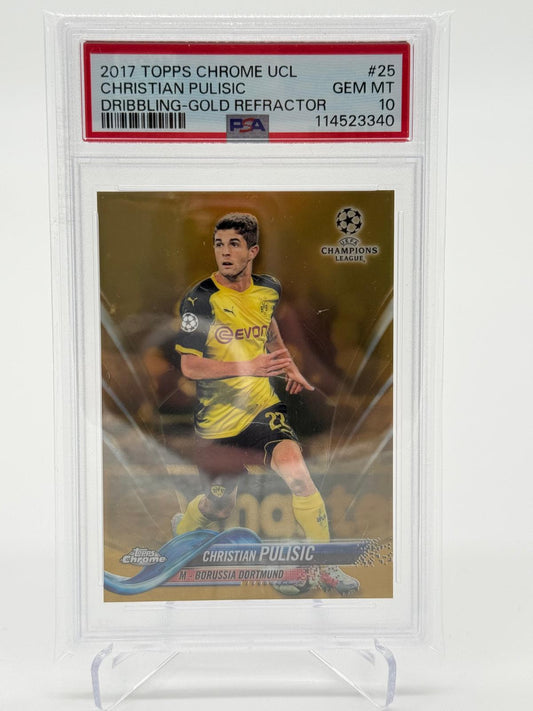 2017 Topps Chrome UCL Christian Pulisic /50 Gold Refractor PSA 10