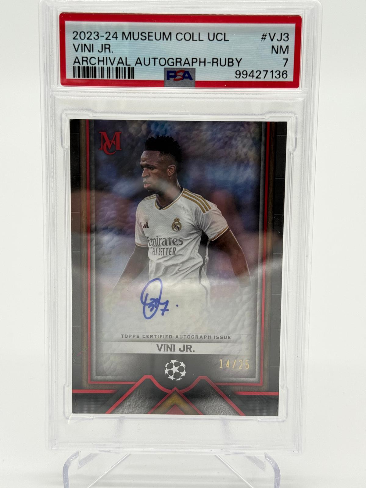 2023-24 Topps Museum UCL Vini Jr. Auto /25 PSA 7