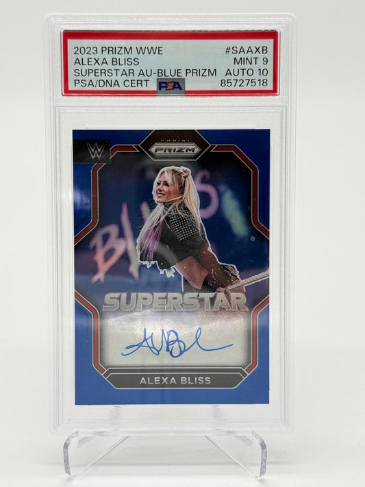 2023 Panini Prizm WWE Alexa Bliss Superstar Auto Blue 19/49 Raw PSA 9/10