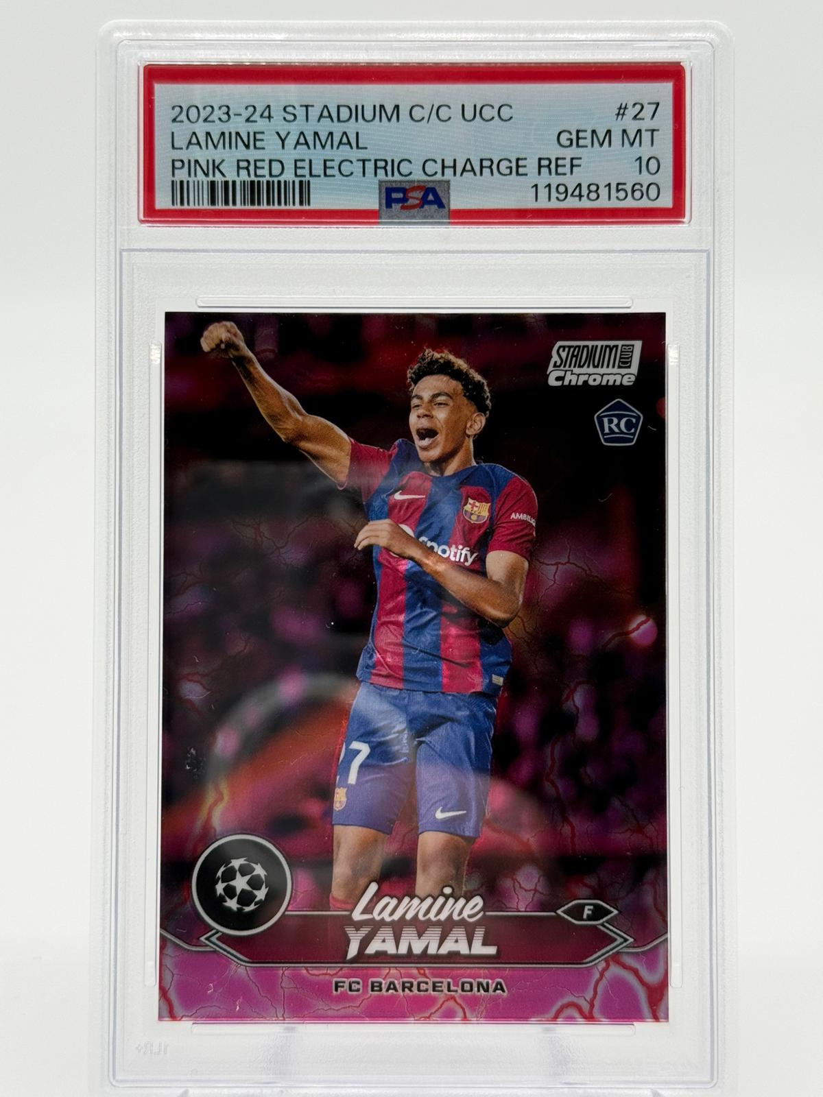 2023-24 Topps Stadium Club Lamine Yamal Pink/Red Electric RC PSA 10