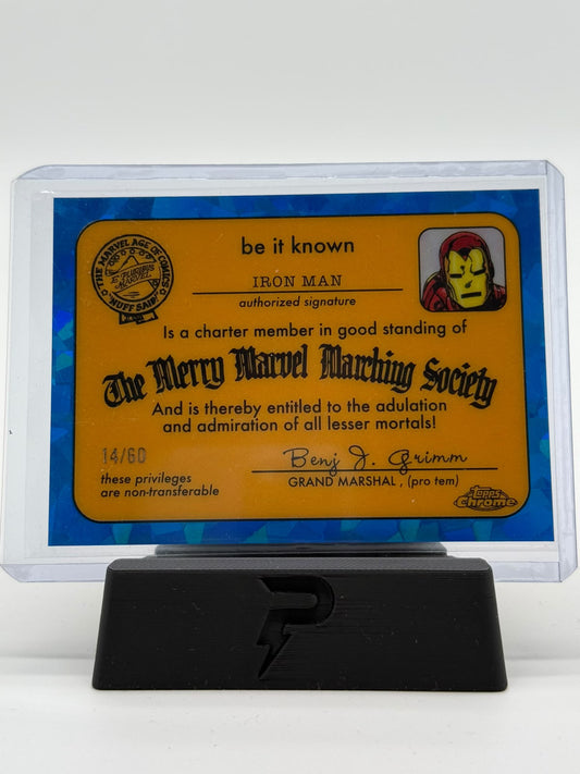 2025 Topps Marvel Sapphire Ironman "The Merry Marvel Pledge" 14/60