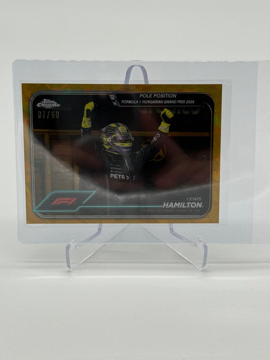 2024 Topps Chrome F1 Lewis Hamilton 07/50 Gold Sapphire #158