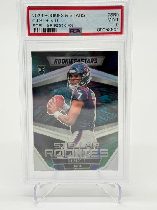 2023 Panini Rookies & Stars CJ Stroud RC Stellar Rookies PSA 9 (Riss im Slab)