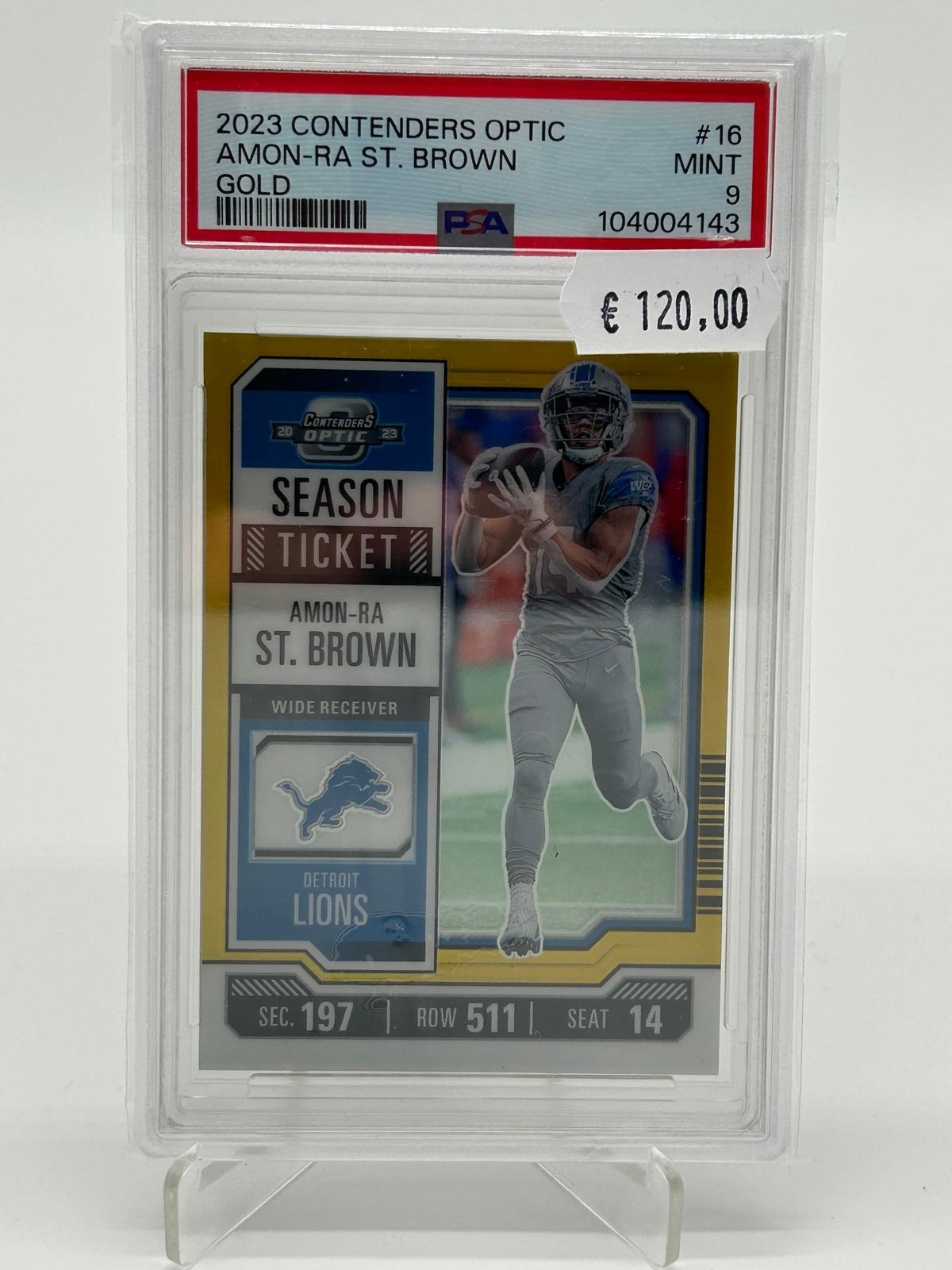 2023 Panini Contenders Optic Amon-Ra St. Brown Gold /10 PSA 9