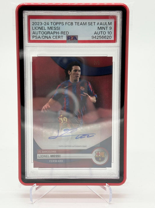 2023-24 Topps FCB Team Set Lionel Messi Auto /5 PSA 9 AUTO 10