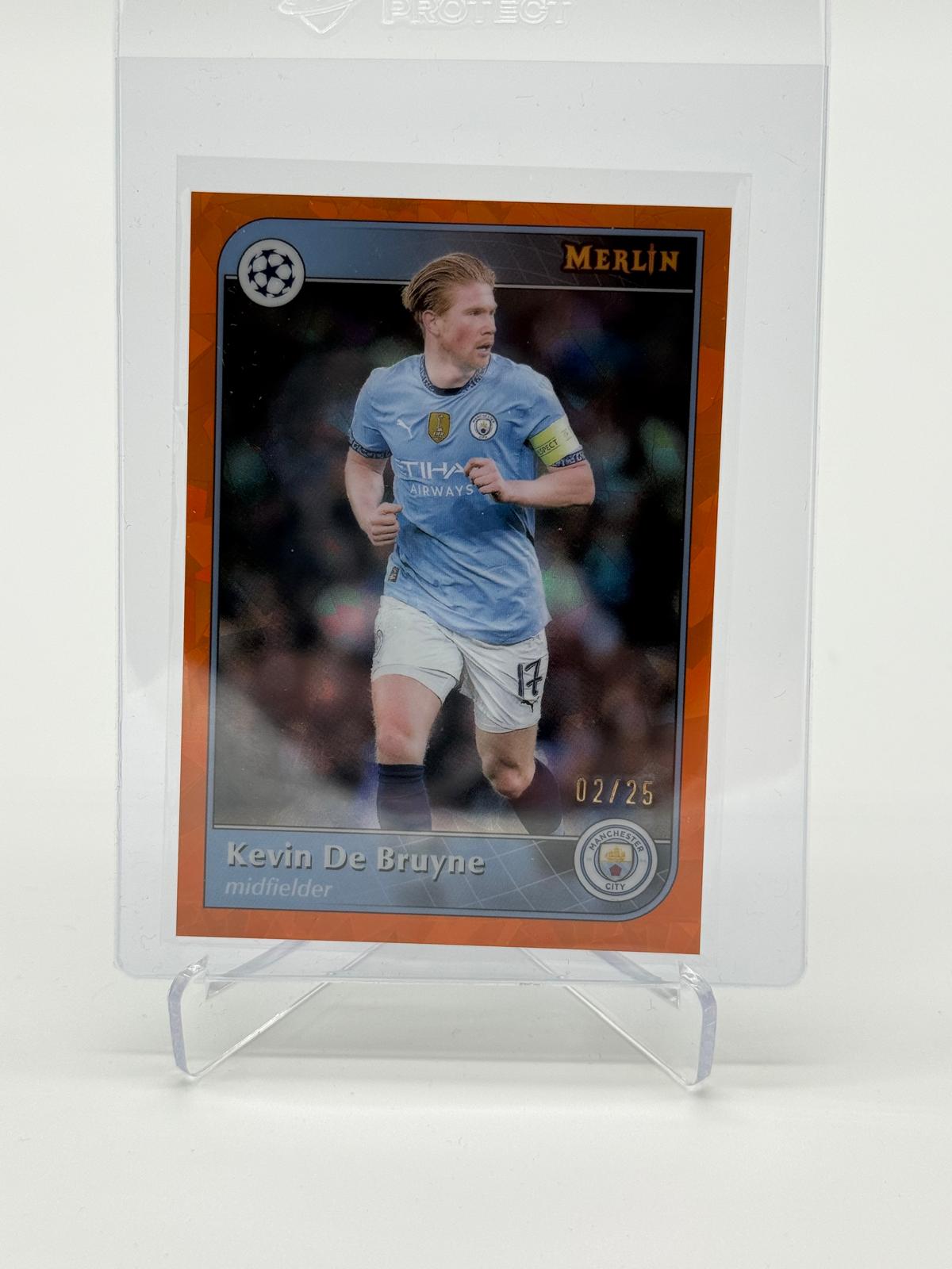 2024-25 Topps Merlin Chrome Kevin de Bruyne Orange Cracked Ice Refractor 02/25