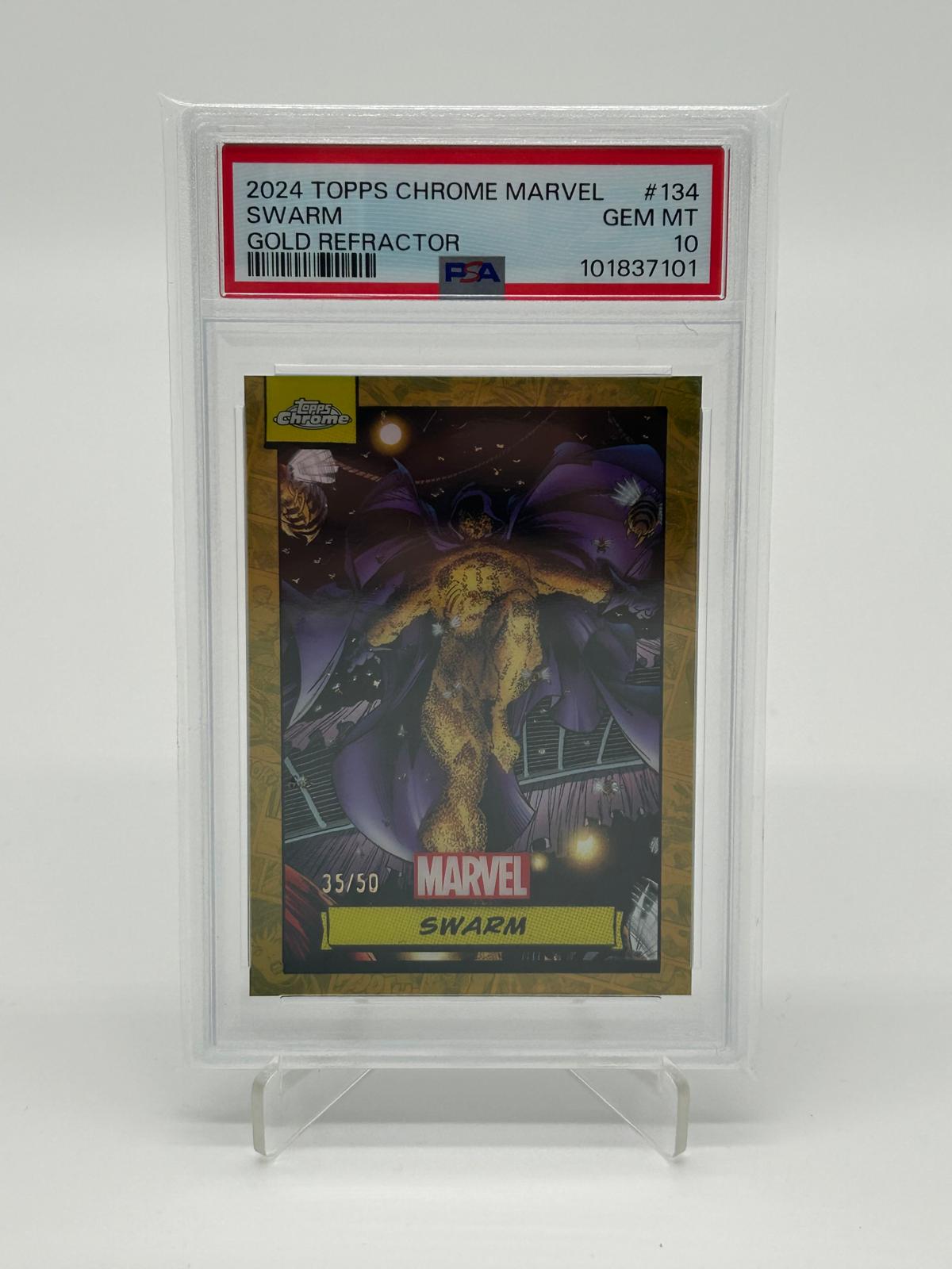 2024 Topps Chrome Marvel Swarm Gold Refractor /50 PSA 10