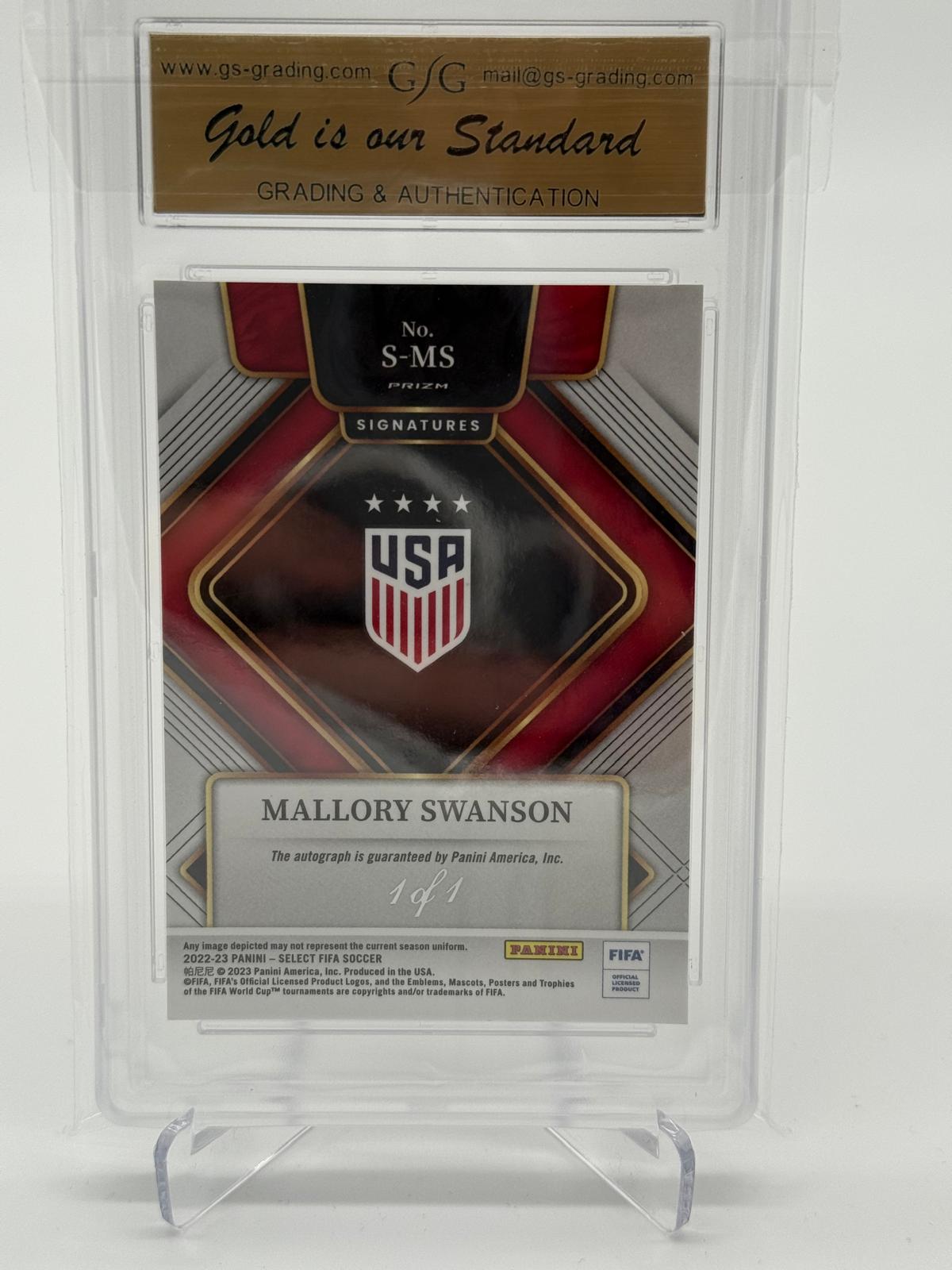 2022-23 Panini Select Fifa Mallory Swanson 1/1 Auto GSG 9
