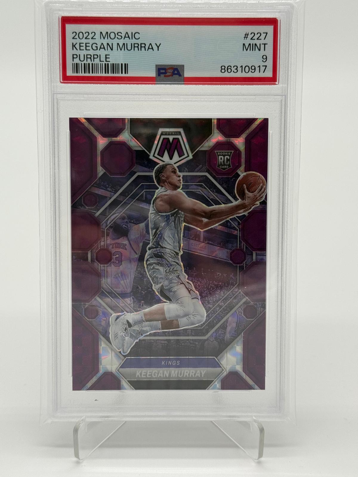 2022-23 Panini Mosaic Keegan Murray RC Purple /99 PSA 9