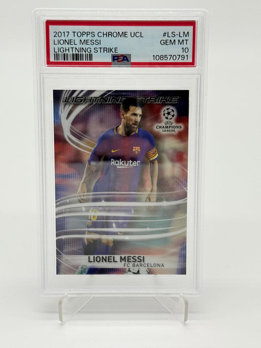 2017 Topps Chrome UCL Lionel Messi Lightning Strike PSA 10