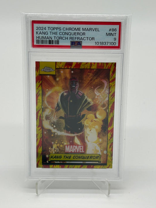 2024 Topps Chrome Marvel Kang The Conqueror Human Torch Refractor PSA 9