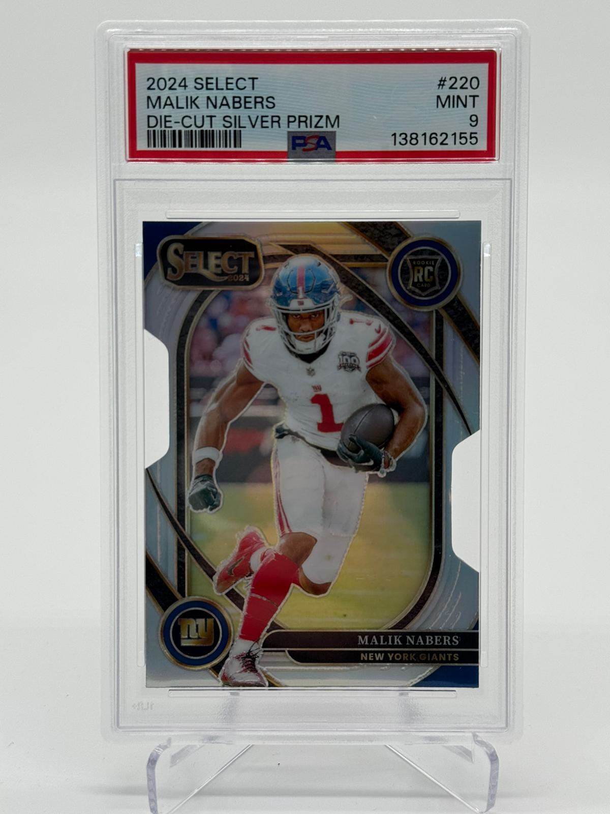 2024 Panini Select Football Malik Nabers Die-Cut Silver Prizm RC PSA 9 POP 1