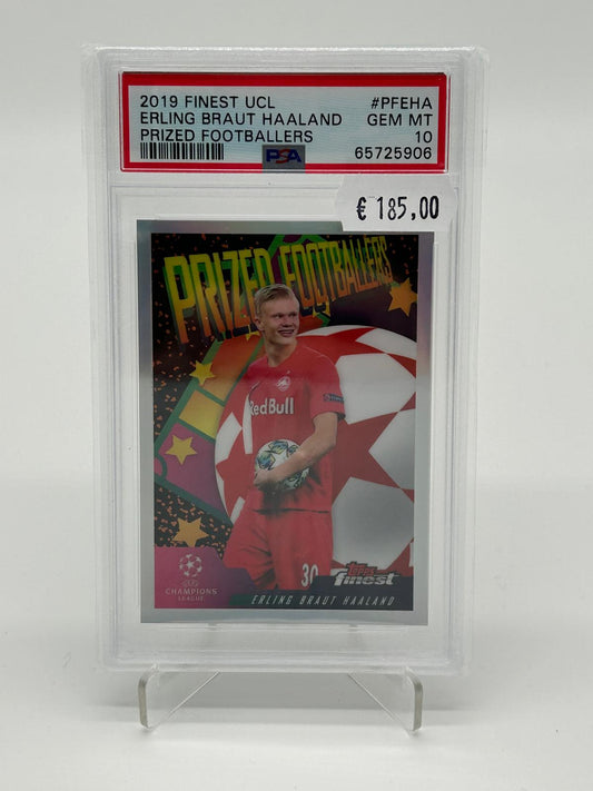 2019 Topps Finest UCL Erling Braut Haaland Prized Footballers PSA 10