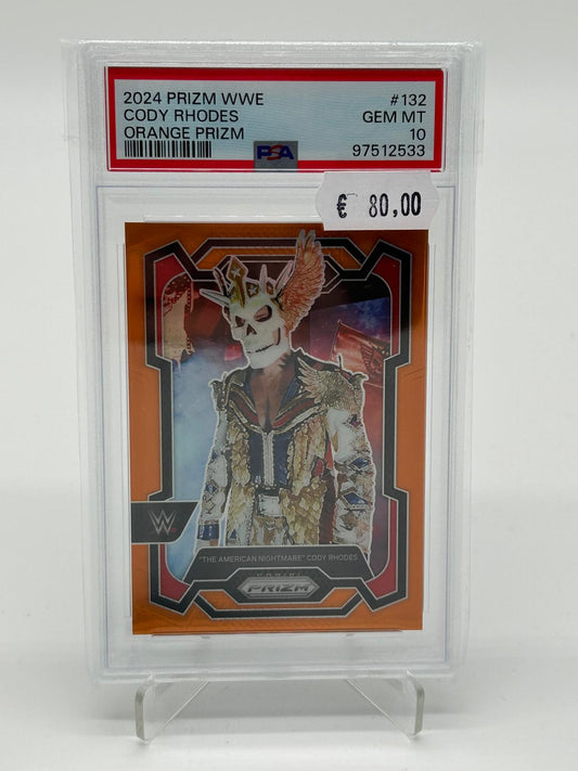 2024 Panini Prizm WWE Cody Rhodes /99 Orange Prizm PSA 10