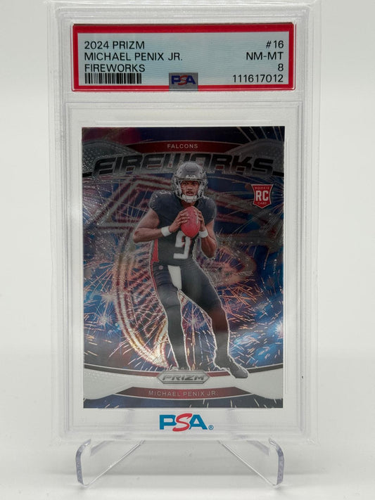2024 Panini Prizm Fireworks Michael Penix Jr. RC PSA 8