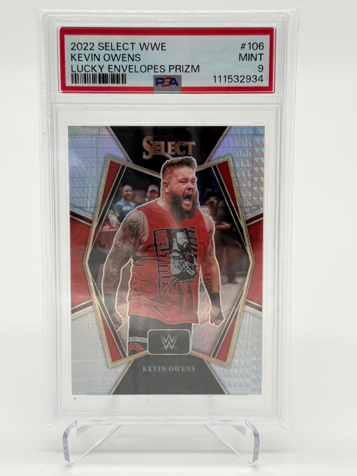 2022 Panini Select WWE Kevin Owens Lucky Envelops Prizm 8/8 PSA 9