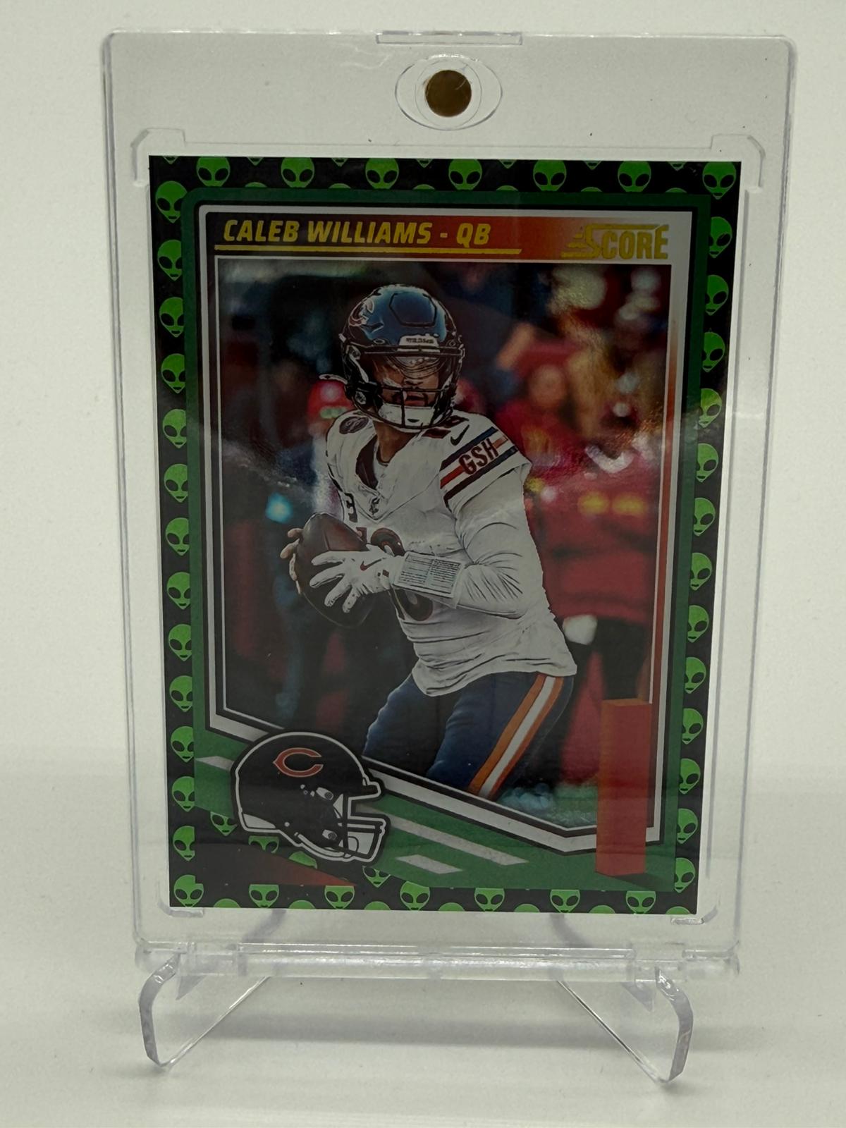 2025 Panini Score- Caleb Williams #107 Extraterrestrial SSP Case Hit “Alien”
